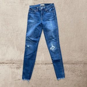 Madewell 9" High-Rise Skinny Distressed Medium Wash Denim Jean 27T Measure 26x29